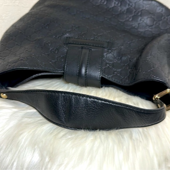 💯 Authentic-GUCCISSIMA Black Leather Large Web Hobo shoulder bag - Picture 6 of 11